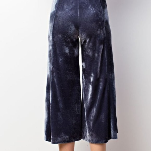 Velvet Culottes High Waisted Retro Capri Pants - Picture 5 of 5